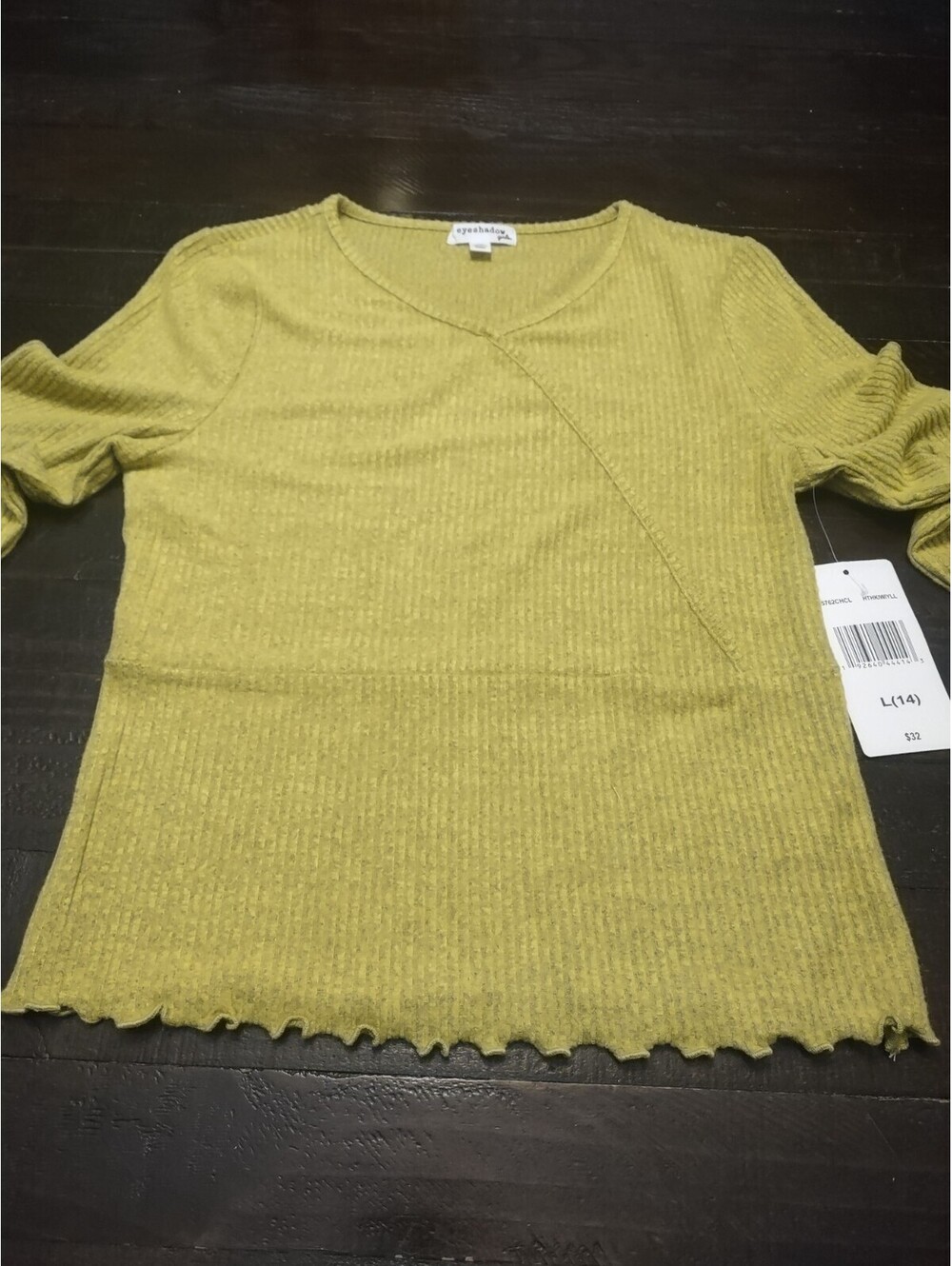 New Girls Eyeshadow Sweater Size L 14 Lime Green